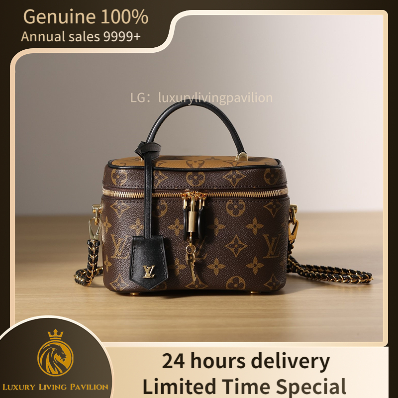 👜ชิปขนาดเล็ก มีใบเสร็จ LV Louis Vuitton กระเป๋ารุ่น Vanity PM การรับประกันสองปี ของแท้ 💯