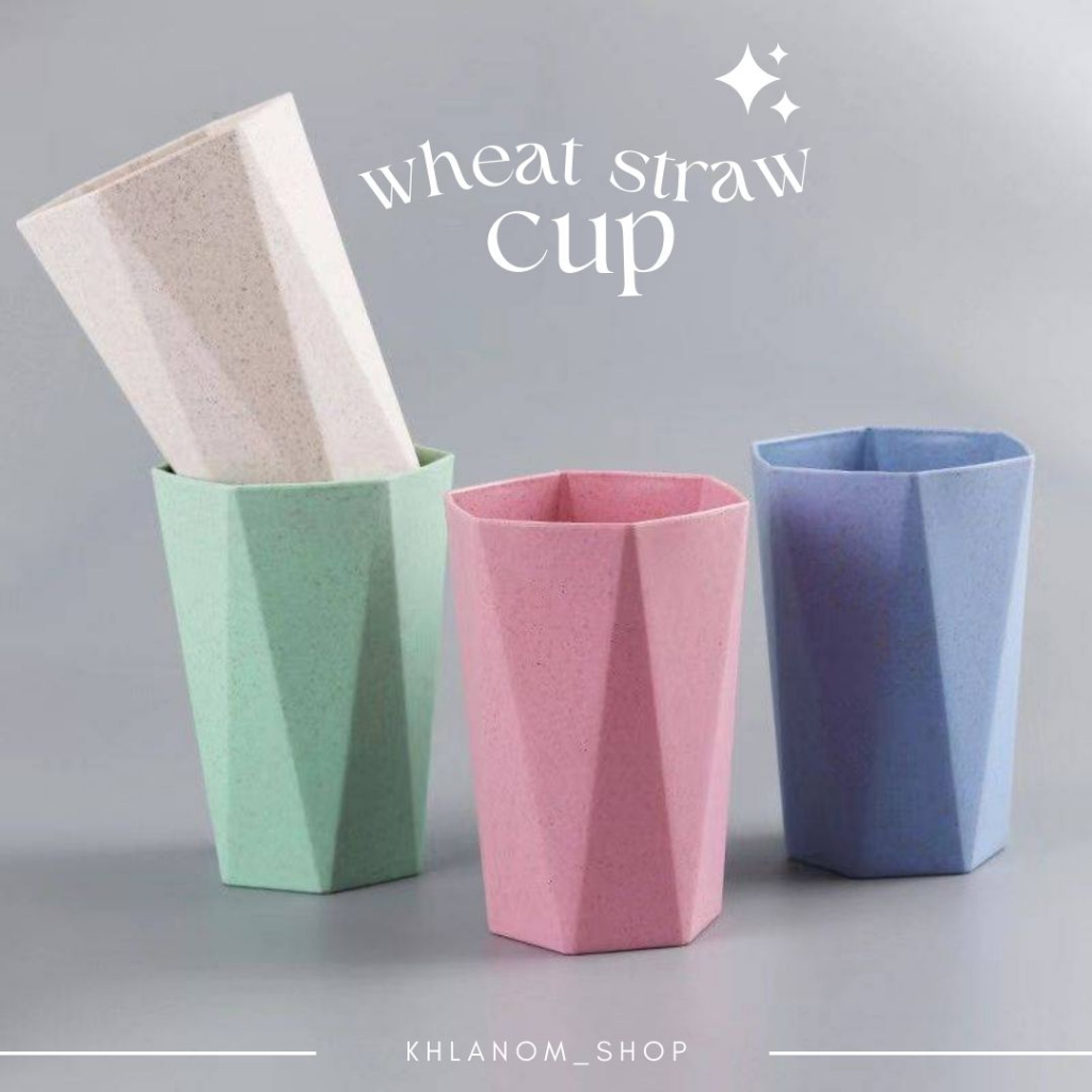 แก้วฟางข้าวสาลี ขนาด 10.3 cm ปริมาณ 250 ml. รูปทรงเหลี่ยม แก้วราคาถูก แข็งแรง ทนทาน สะอาดปลอดภัย รักโลก ใส่น้ำร้อนได้