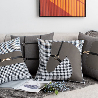 หมอนอิงสไตล์ยุโรป งานเข้าเซ็ตสวยหรู ตัดเย็บลวดลายด้วยผ้าหนัง…