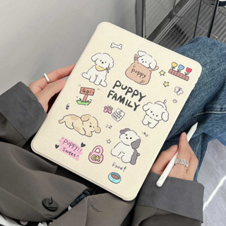 เคสiPadหมุน 360° แผ่นหลังอะครีลิ puppy family Gen9 10.2 Air5 10.9 Gen10 Pro11 เคสไอแพด gen9 10.2ใส่ปากกาไ MINI6 Pro10.5