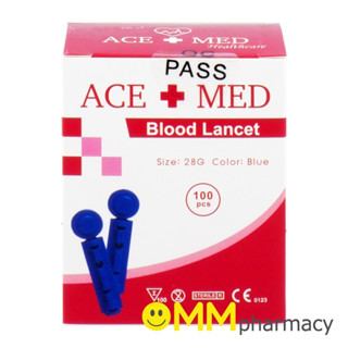 ACE+MED เข็มตรวจน้ำตาล (ใช้กับเครื่อง GLUCO ONE รุ่น BG-03) 100ชิ้น