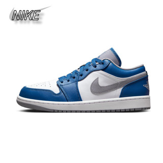 รองเท้าผ้าใบ Air Jordan 1 Low "True Blue" Retro White Blue แท้ 100%