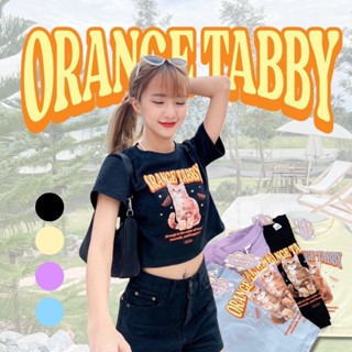 พร้อมส่ง💕 เสื้อยืด เสื้อครอป ลาย Orange Tabby🐈🍊🧡 สไตล์เกาหลี Y2K งานสกรีนเกรดพรีเมี่ยม  Hinahinacloset  รหัส 900