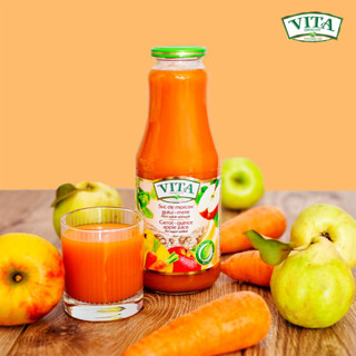 แพ็คคู่VITA Carrot peach apple Juice no sugar added น้ำแครอท พีช แอปเปิ้ล 1 ลิตร