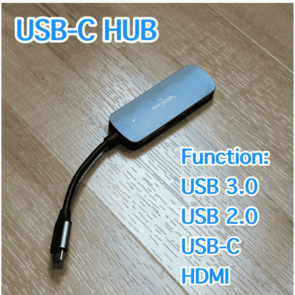 GOOJODOQ USB Hub IN: USB-C 15cm OUT:USB x2 + USB-C x1 + HDMI x1 for MacBook Pro มือสอง ส่งต่อ