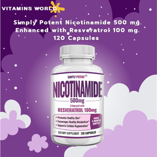 Simply Potent Nicotinamide 500 mg. Enhanced with Resveratrol 100 mg. - 120 Capsules (V.3053)