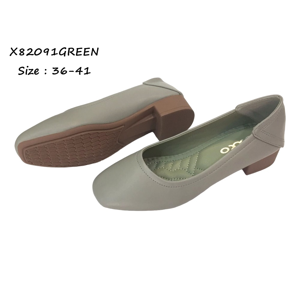OXXO รองเท้าคัทชูส้นแบน แฟชั่น ใส่เล่น ใส่ทำงาน หนังpuนุ่ม พี้นนิ่ม ใส่กระชับเท้าใสสบาย X82091