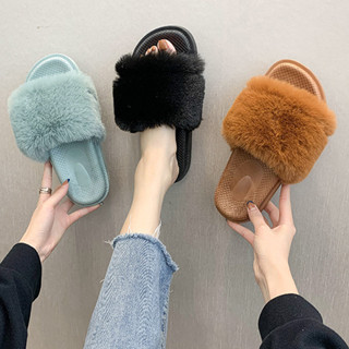 ShoesStudiosจัดส่งทั่วไทย✈รองเท้าสไตส์เกาหลี รองเท้าลำลองสไตล์ลูกคุณหนูขนปุยๆน่ารักมากสาวพื้นนุ่มใส่สบาย 3 สี