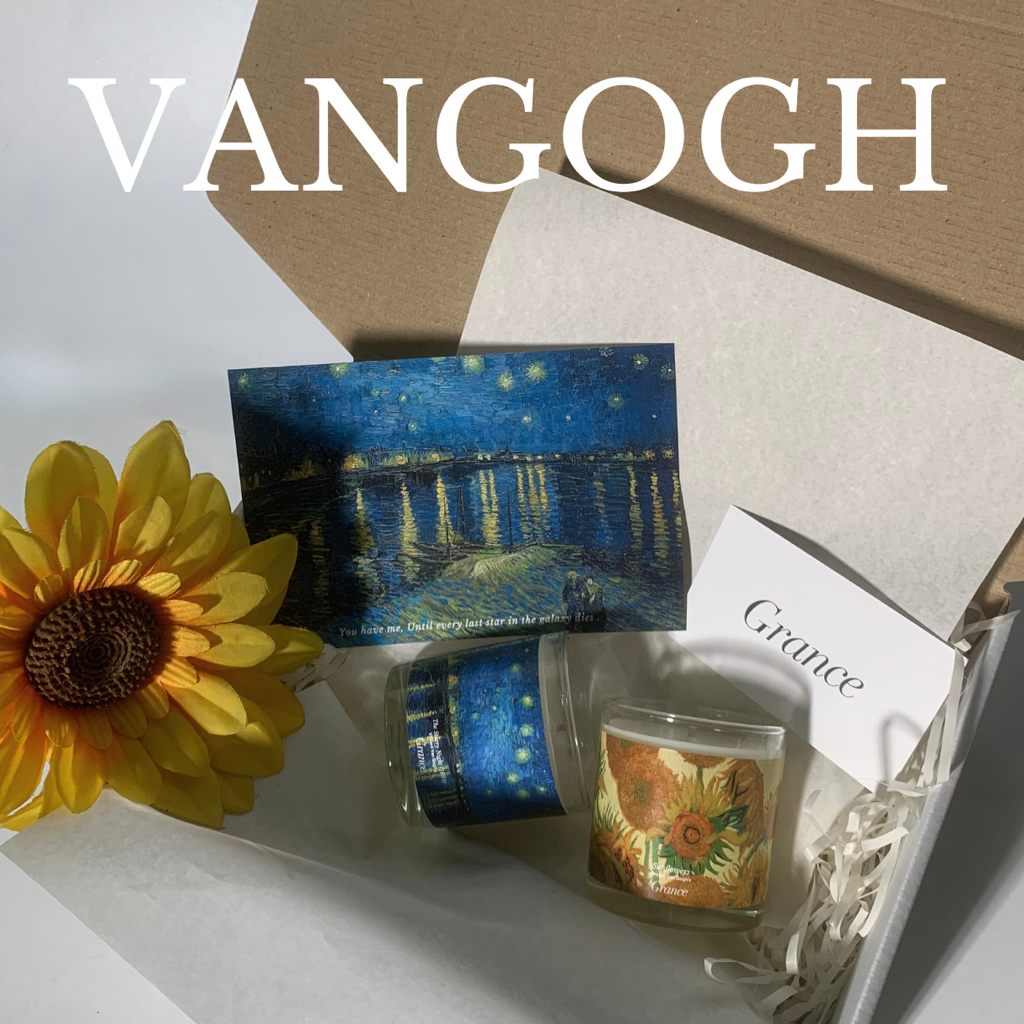 GRANCE Vincent Vangogh candle collection กลิ่นหอมมาก แก้วเทียนสวยงาม ตัวเทียนorganic ไม่เป็นอันตรายต่อสุขภา