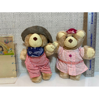 ตุ๊กตาหมี Wendy’s furskins teddy bear 1986,1988 vintage 80s ขายคู่ ของแท้ สภาพ98%