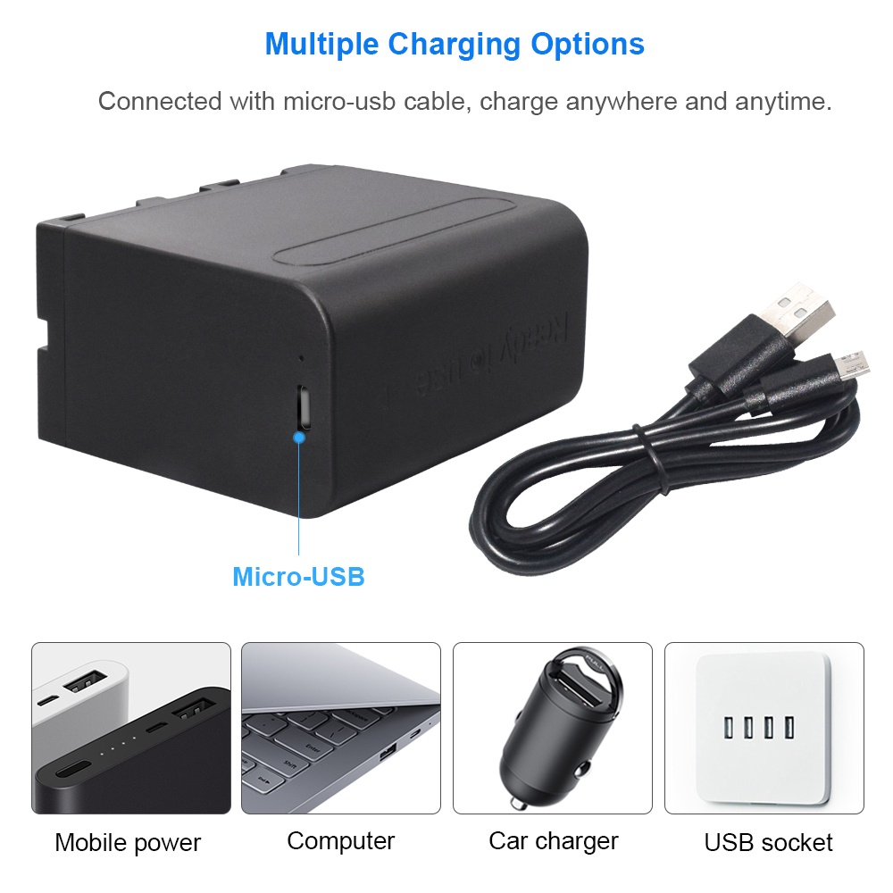 แบตเตอรี่กล้องเครื่องชาร์จ NP-F980 F970 F960 F750 แบตกล้องออก USB ที่ชาร์จแบตกล้อง