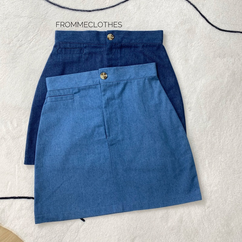 กระโปรงทรงเอผ้ายีนส์กระดุมหน้า(XS-5XL)