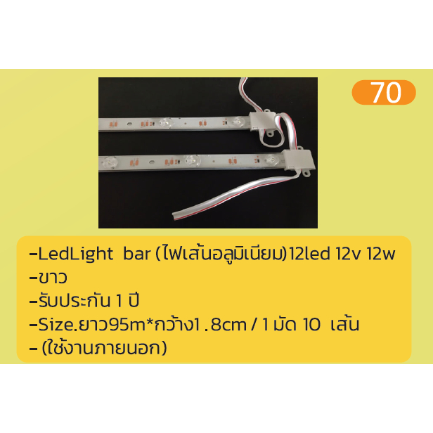 Led Light bar (ไฟเส้น อลูมิเนียม)12led 12v 12w