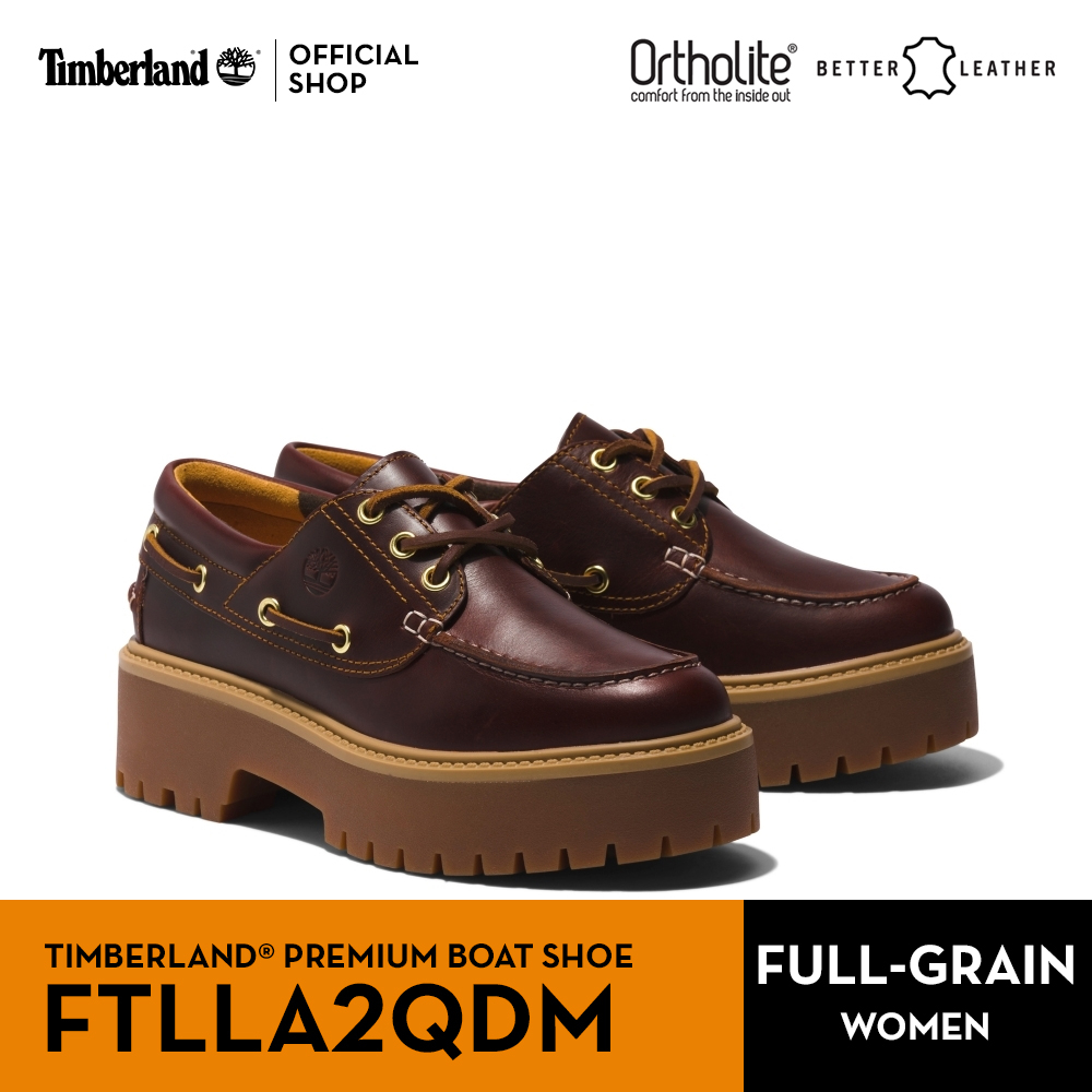 Timberland Women's Burgundy Red Full Grain Leather Boat Shoes รองเท้าผู้หญิง (FTLLA2QDM)