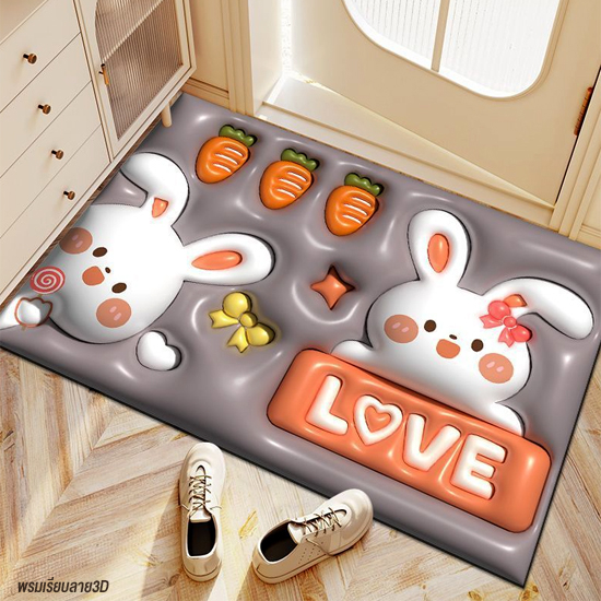 พรมเช็ดเท้า 3D มียางกันลื่น ขนาด 40x60cm. โปรดอ่านรายละเอียดก่อนสั่ง 1585/1