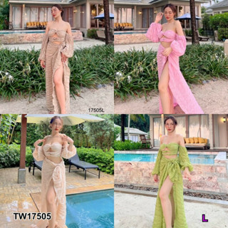 TW17505 Set 2 ชิ้น ทรงพันอกด้านหน้า 3ชั้น+กระโปรงยาว