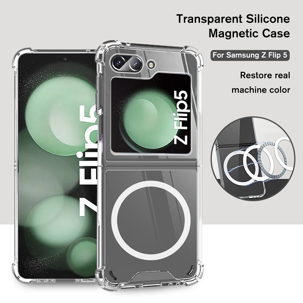Magnetic series เคสใสสำหรับSAMSUNG Z Flip 5 4 6 z fold 5 4 คสสำหรับชาร์จไร้สาย TPUใส งานหนาอย่างดี สินค้าพร้อมส่งจากไทย