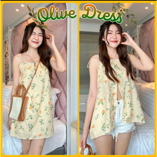 #BT181501🫒Olive Dress🫒เดรสสายเดี่ยวทรงปล่อย ลายดอกไม้ มินิเดรสลายดอกไม้  ชุดไปคาเฟ่ ชุดไปทะเลน่ารัก