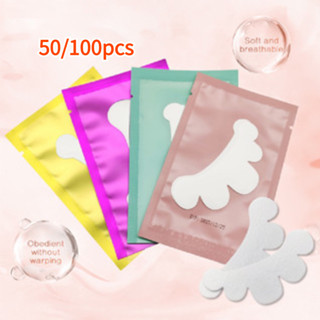 50/100pcsGrafted Eyelash Pads สติกเกอร์ติดขนตาปลอม รูปกลีบดอกไม้ 100 คู่