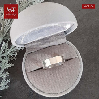 MT แหวนเงินแท้ แหวนเกลี้ยง หน้าแบน หน้ากว้าง 6 มม. ไซส์: 50, 52, 54, 56 Solid 925 Sterling Silver Ring (sr002-06) MT Jewelry มณีธารา