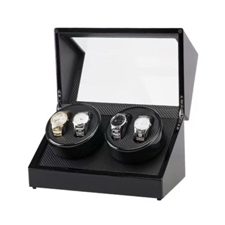 *พร้อมส่ง*กล่องนาฬิกา Watch Winder กล่องหมุนนาฬิกาอัตโนมัติ กล่องหมุนนาฬิกา 4 เรือน นาฬิกาหมุน4ไม้ฮอกกานีเงา W114BT