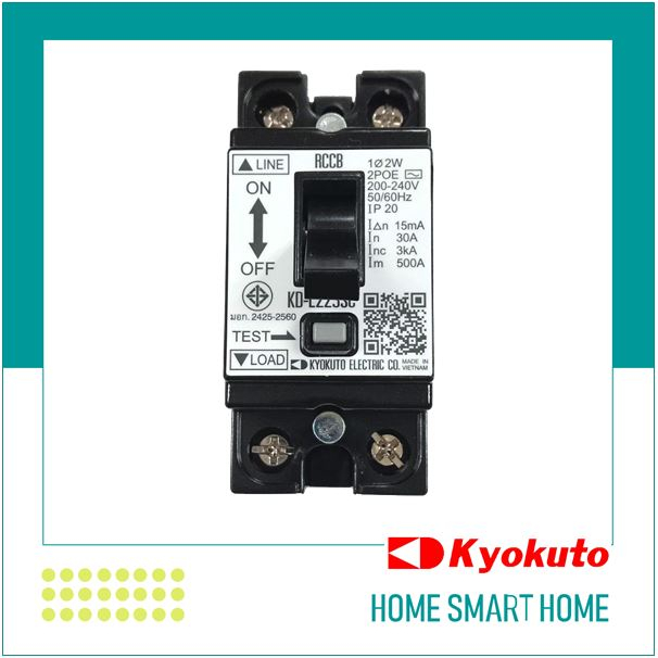 KYOKUTO เบรกเกอร์กันดูด (ELCB) รุ่น KD-L223SC 30A 15mA. มี มอก. รับประกัน 1 ปี