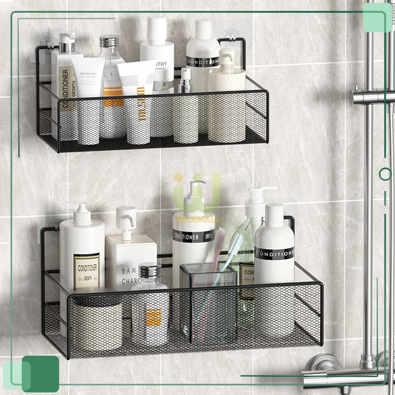 ชั้นวางของในห้องน้ํา มี 2 สี ตะกร้าติดผนัง ฟรีกาวติดผนัง ไม่ต้องเจาะ