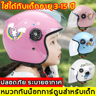 (รุ่นยอดนิยม)หมวกกันน็อคสำหรับเด็ก เลนส์ HD รูปแบบการ์ตูน ระบายอากาศได้ด หมวกกันน็อก ใช้ได้ทุกเพศ