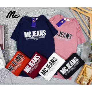 เสื้อยืดแขนสั้นคอกลม งานปัก MC JEANS SIZE S M L XL ทรงตรงใส่สบาย ใส่ได้ทั้งชายและหญิง มีหลายสีให้เลือก