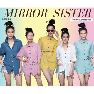 MiRRoRSiSTER’s M&amp;M SHiRT #00724.4 เสื้อเชิ้ตแขนสั้นตุ๊กตา เชิ้ตกระดุมวินเทจ เชิ้ตกระดุมสวย เชิ้ตแขนพอง เชิ้ตกระดุมเก๋