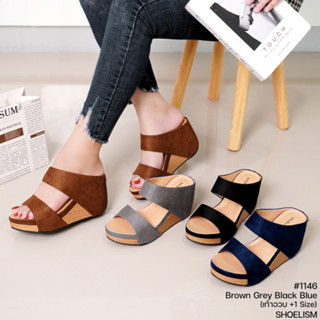 [1146] #รองเท้าเตารีด Wedge shoe 2 ตอนหุ้มส้น หนังนิ่ม ใส่สบายSHOELISM