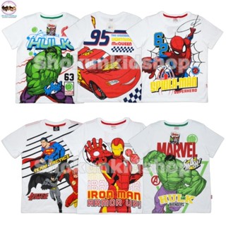 เสื้อยืดสีขาวเด็กผู้ชาย ลิขสิทธิ์แท้ Avengers ไอร่อนแมน กัปตันอเมริกา