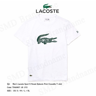 Lacoste เสื้อยืดคอกลม รุ่น Men’s Lacoste Sport X Novak Djokovic Print Crocodile T-shirt Code: TH6907 10 1YU