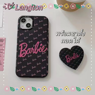 🌈Langton🌸Barbie doll สีดำ รูปหัวใจ ขาตั้ง ถอดได้ case for iphone 11 14 เรียบง่าย เจ๋ง ป้องกันการหล่น 12 13 pro max