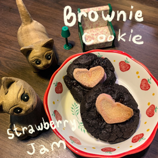 Brownie Strawberry Jam Cookies 🍓🍫🍪