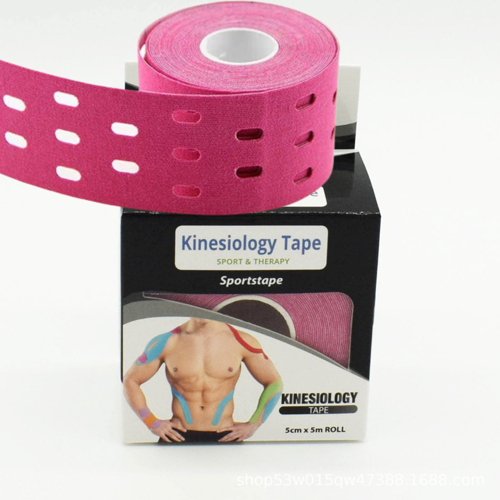 Kinesiology Tape เทปบำบัด เทปติดกล้ามเนื้อ เทปพยุงกล้ามเนื้อ แบบมีรูระบายอากาศ ขนาด 5cm ยาว 5 เมตร