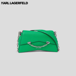 KARL LAGERFELD - K/SEVEN SMALL GRAINY-LEATHER CROSSBODY BAG 235W3016 กระเป๋าสะพายข้าง BASIL GREEN