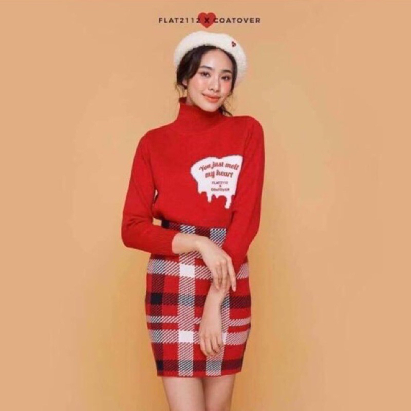 Flat2112 x Coatover MELT MY HEART KNIT SET size s ใส่แต่เสื้อครั้งเดียว