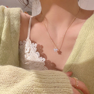 ❗️พร้อมส่ง❗️สร้อยคอสีทอง จี้ผีเสื้อประดับเพชร🦋💎