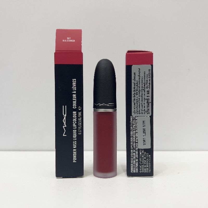 มี2สี ของแท้ ฉลากไทย MAC COSMETICS Powder Kiss Liquid Lip colour lipstick สี Make Love To The Camera / Smash