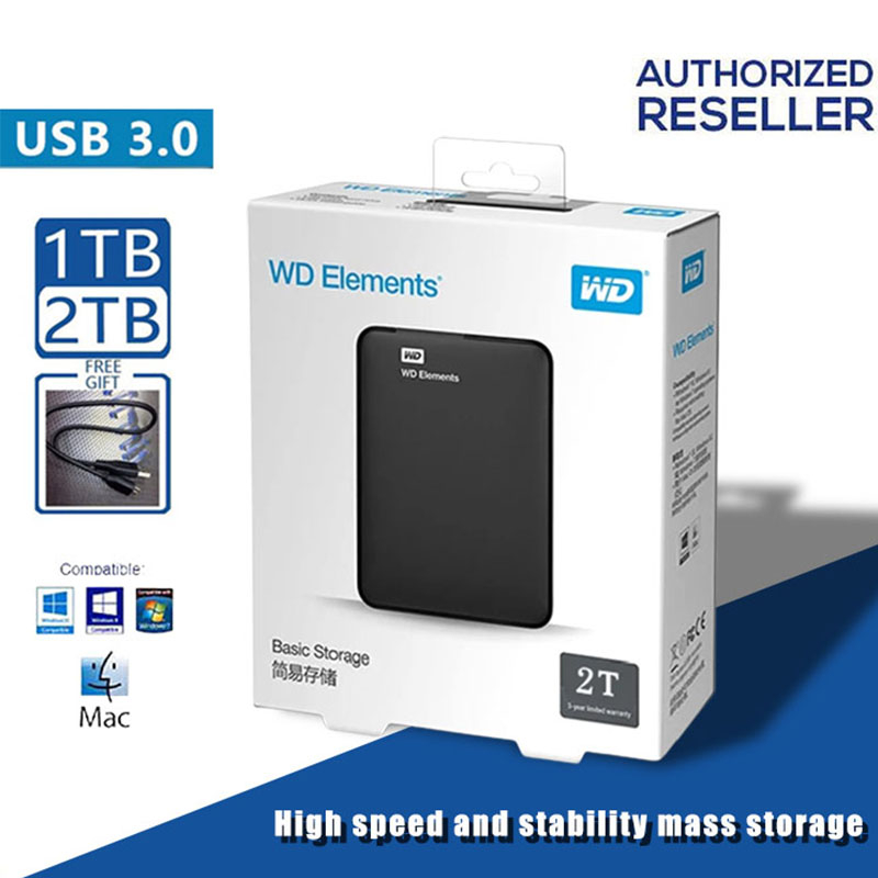 【คลังสินค้าพร้อม】Western Digital HardDisk 1TB 2TB HDD USB3.0 2.5" External Hard Disk ฮาร์ดไดรฟ์ภายนอก ฮาร์ดดิสก์แบบพ