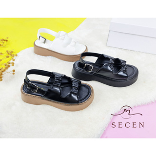 SECEN รองเท้าหนัง PU เสริมส้น รองเท้ารัดส้น แฟชันสไตล์เกาหลี 3 สี ** พร้อมส่งในไทย** มีเก็บเงินปลายทาง (SS-538)