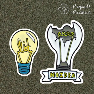 ʕ •ᴥ•ʔ ✿ พร้อมส่ง : เข็มกลัดเซ็ทหลอดไฟ "Lit" และ "NOIDEA" | "Lit" &amp; "NOIDEA" Lamps Enamel Brooch Pin Set.