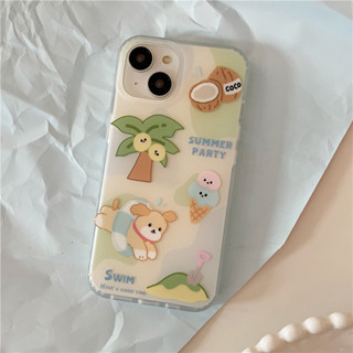 เคสลายน้องหมาห่วงยาง summer party เคสไอโฟน พร้อมส่ง เคสสำหรับ IPHONE CASE 11-14PROMAX