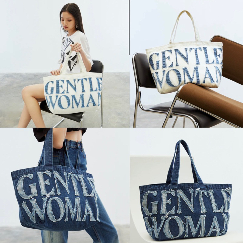 พร้อมส่ง GW DENIM TOTE BAG สี WHITEและสี NAVY แท้ %