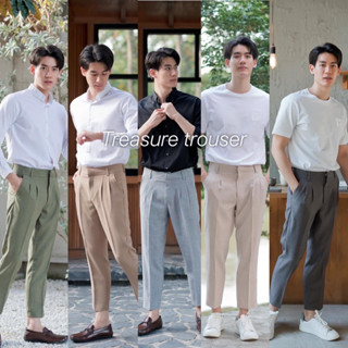 TREASURE TROUSERS กางเกงขายาวจีบคู่ (Snow fabric)-THE BEP SHOP