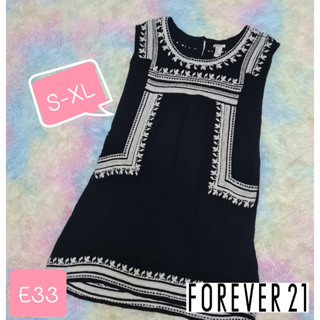 S-XL🔴ยี่ห้อ Forever 21🔴Dress ดำ ปักลายครอสติส