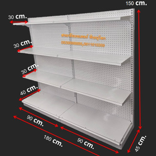 ชั้นวาง แบบด้านเดียว รุ่นผนังทึบ พั้นชิ่ง ยาว 1.80 ม. สูง 1.50 ม. (4ชั้น) ปรับระดับชั้นวางได้ ชั้นวางของ รุ่นผนังรู