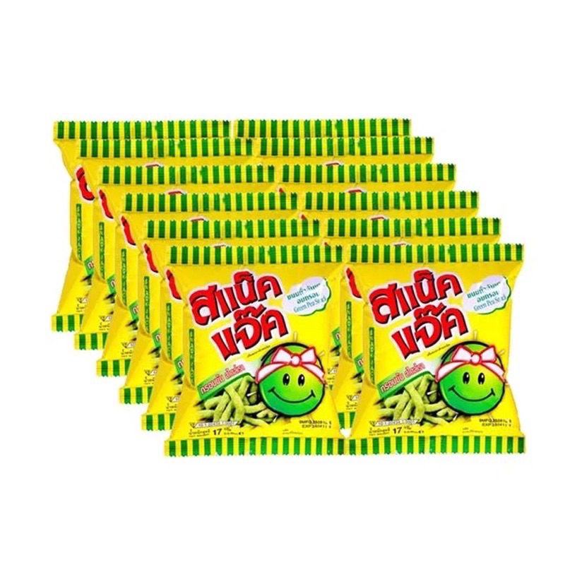 ขายยกแพ็ค Snack jack สแน็คแจ๊ค ขนมถั่วลันเตาอบกรอบ ขนาด 17 กรัม