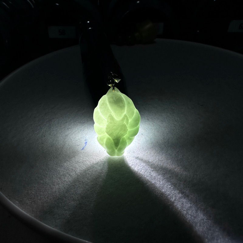 PDJ-9F.LG จี้หยก จี้จิ้งจอกเก้าหาง 9หาง จี้หยก หยกพม่า แกะสลัก เด่นเรื่องติดต่อเจรจา บรรลุเป้าหมาย - รูปที่ 3